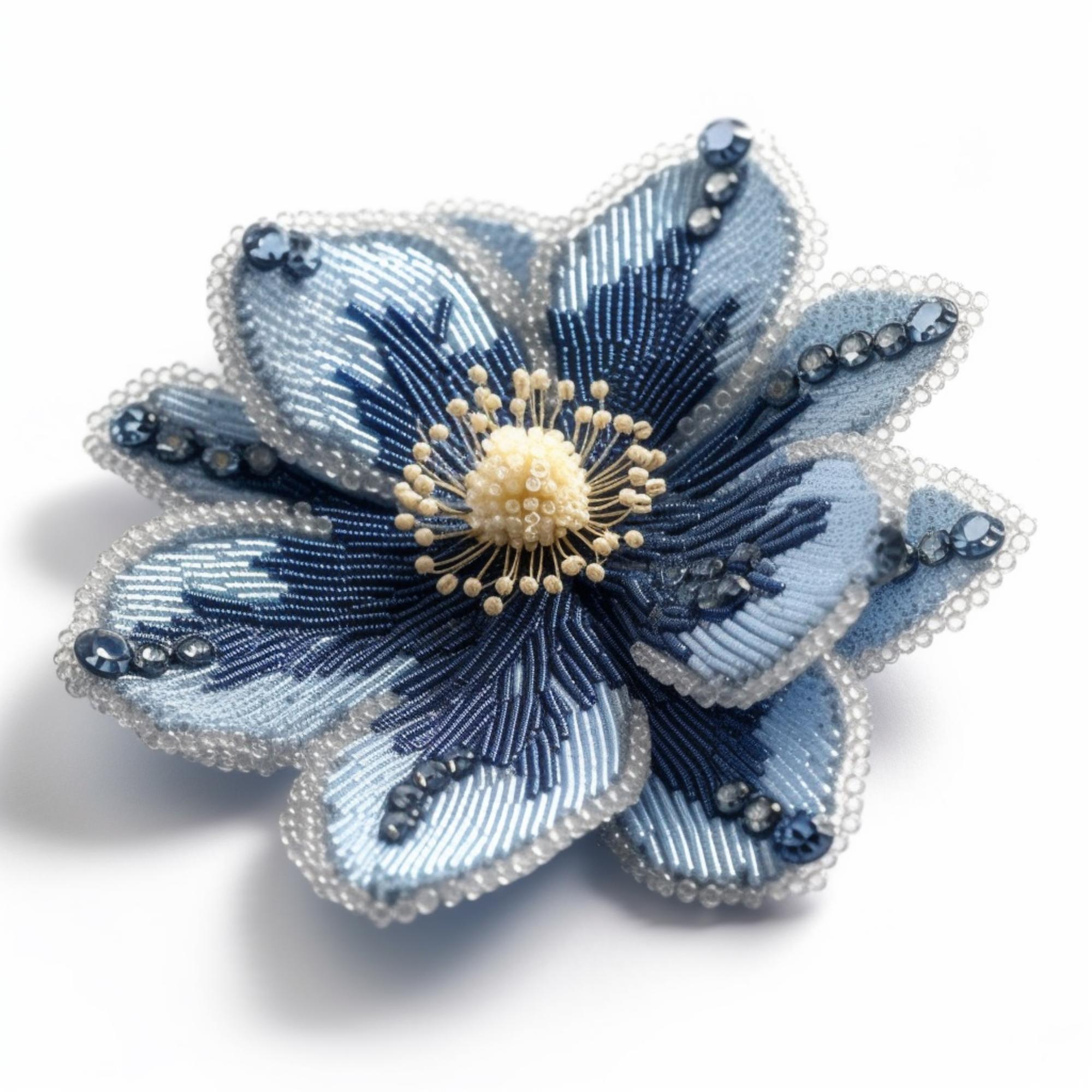 close-up embroidered floral badge