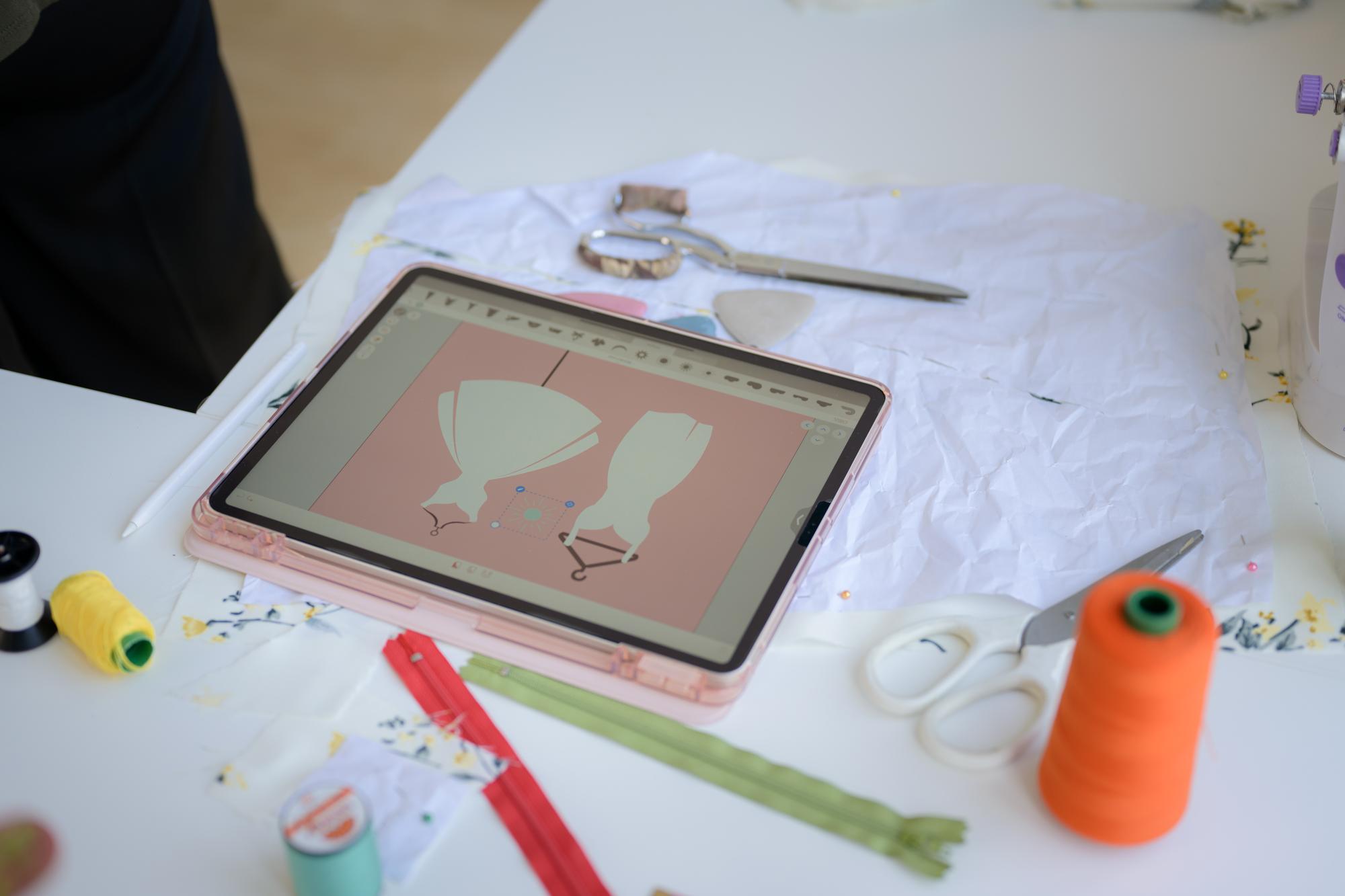 digitized embroidery file on screen